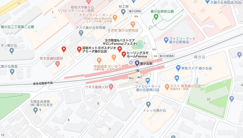 藤が丘のヨガスタジオ　マップ検索結果